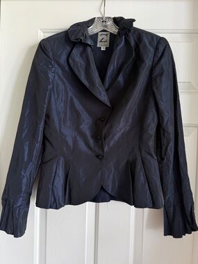 Vintage Zelda Navy Ruffled Collar Blazer